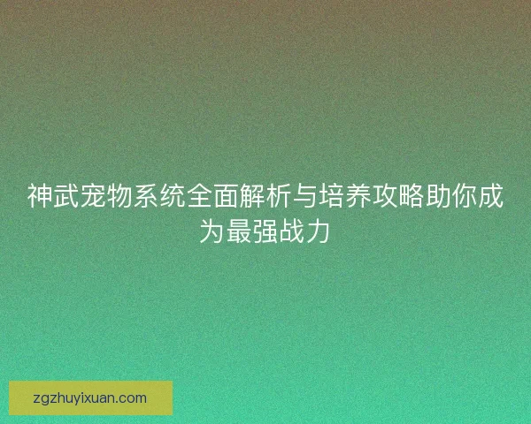 神武宠物系统全面解析与培养攻略助你成为最强战力